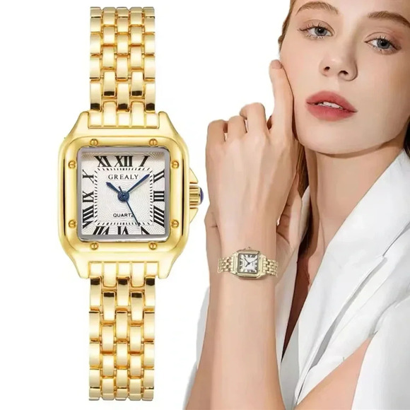 Panthere Classic Rectangle Gold Stainless Steel Watch - Picture 1 of 16